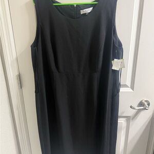 Kasper Classic Black Sleeveless Midi Shift Dress